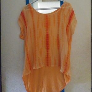Studio Y Brand Sheer Blouse Hi-Lo
